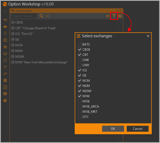Фильтр бирж