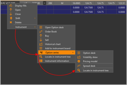 Подменю Option series
